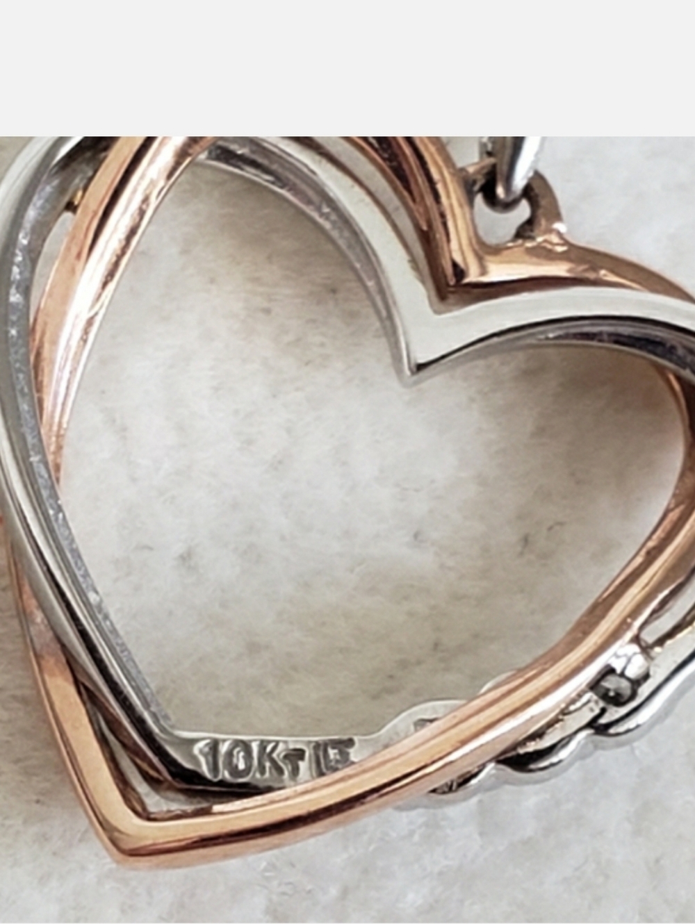 10K White and Rose Gold 10k Intertwined Heart On 20 Inch Chain - Picture 4 of 13